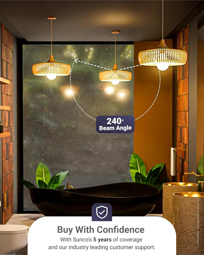 Sunco 96 Pack A19 LED Light Bulbs, [Focos para Casa], E26 Base Lamp Bulb for Bedroom Bathroom, 850 LM, 8W (60W Equivalent), 5000K Daylight, Non-Dimmable, 25000 Lifetime Hours UL