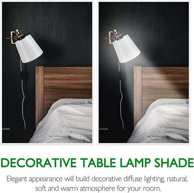 Clip on Lampshade Cloth Lamp Cover for Bedroom Table Floor Lamps Portable Pleated Lamp Shade with Bulb Clip White 5.51X4.92X3.54In