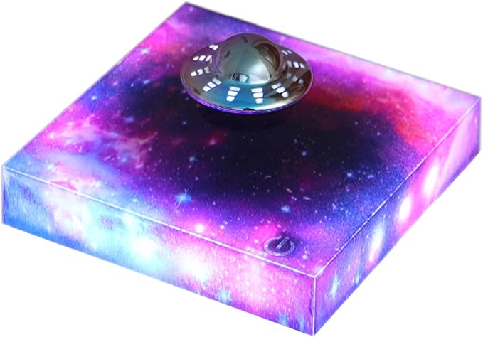 Levitating Floating UFO Lamp Lights, Magnetic Levitation Decor Display UFO, Unique Toy Gift for Desk,Room,Office, Rotating Illuminated UFO, RGB Galaxy Base, Touch Control