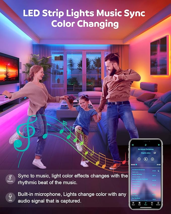 Aclorol 400FT Outdoor LED Strip Lights Waterproof 24V RGB LED Light Strip Music Sync with Remote Flexible LED Rope Light Color Changing for Deck Balcony Roof Garden Outside (120M/2 Roll)