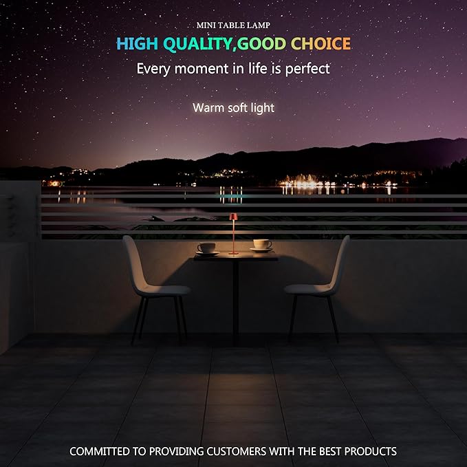 Compact Cordless Table Lamp, Rechargeable LED Night Light, Dual Light Source (RGB Top & Warm Bottom), Touch Control & Timer, Metal Lamp for Bedroom & Kids Room (Red 1-Pack)