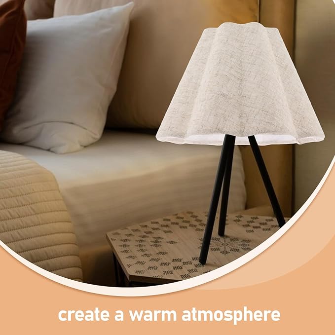 Homoyoyo Floor Lamp Shade: Linen Table Lamp Shade - Pleated Scalloped Lampshade - Decorative Fabric Light Cover Replacement For Bedside Floor Lighting Beige