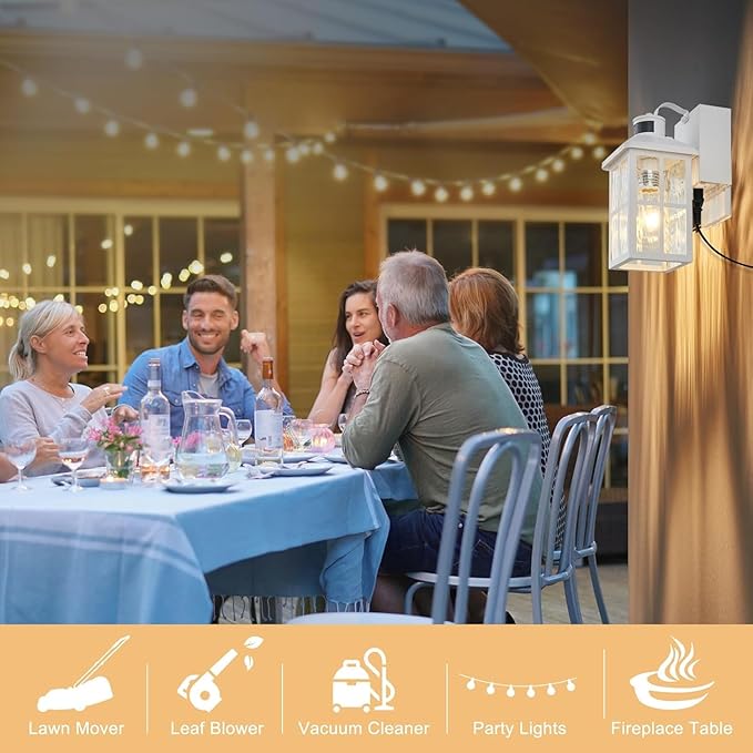 Porch Light with GFCI Outlet with Remote, Dusk to Dawn Outdoor Lighting with Outlet, Upgraded 4 Lighting Modes Motion Sensor Outdoor Lights, Waterproof Outside Lights for House Patio Garage Front Door