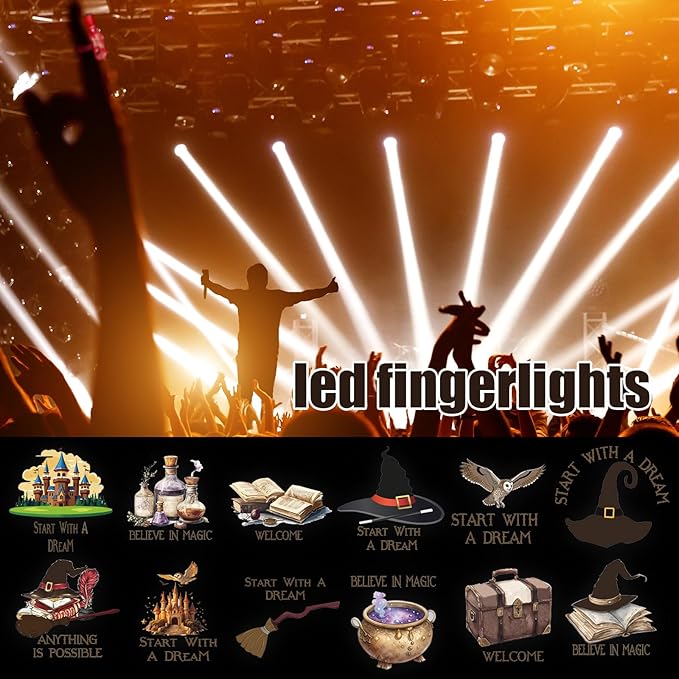 Tuanse 36 Pcs Magical Wizard Finger Lights, Glow in The Dark Finger Lights Bulk, Wizard Theme Party Favors for Kids, Goodie Bag Stuffers, Classroom Rewards Prizes, Birthday & Fantasy Celebration Decor