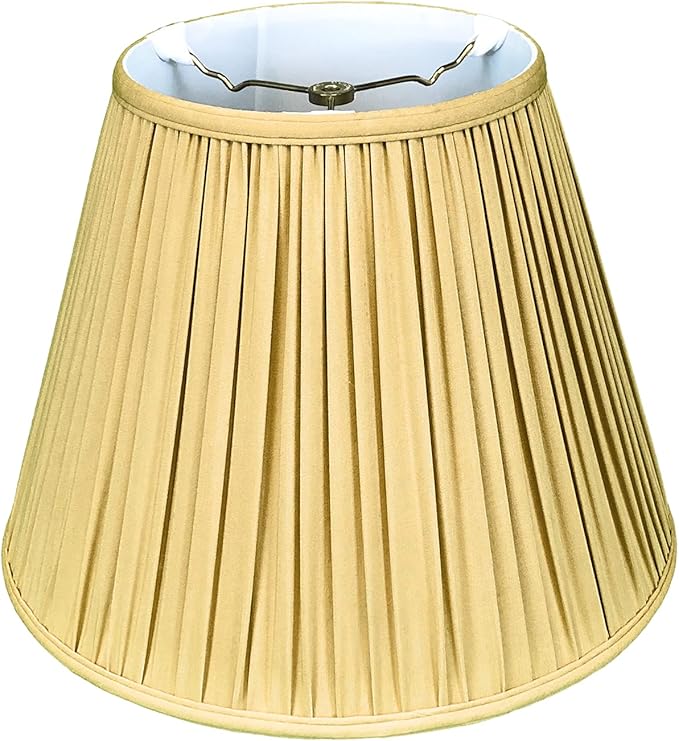 Royal Designs Deep Empire Gather Pleat Basic Lamp Shade, Antique Gold, 9 x 18 x 14