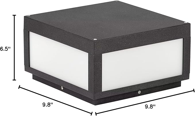 Outdoor Post Lights Hard Wired, 9.8" Pillar Lights Waterproof, AC100-240V LED Column Lamp, Electric Modern Fence Deck Cap Lantern 3000K Lighting for Patio Garden Driveways Entrances Posts