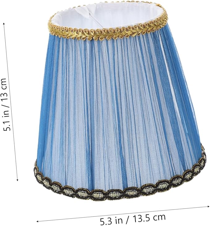 VOSAREA Small Pleated Lamp Shades Set of 2 - Vintage Blue Fabric Lampshades for Table or Wall Lamps - Clip On Design for Easy Installation for Home Decor