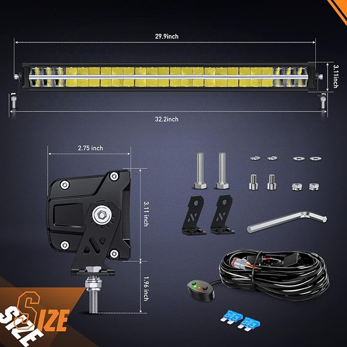 Nilight 30 Inch LED Light Bar DRL 240W 24800LM Anti-Glare Flood Spot Offroad LED Driving Light IP68 w/ 12AWG DT Connector Wiring Harness for Pickup Truck SUV ATV UTV Boat 4x4 Jeep