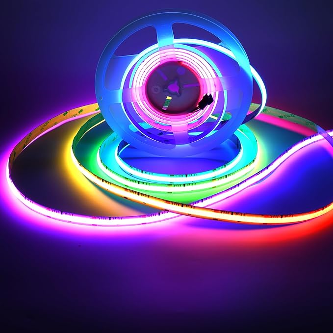 INDARUN 24V RGB Smart IC COB Led Strip Light 16.4ft/5M, 720LEDs/M 12mm Width, Christmas Light, Color Chasing Addressable Flexible Led Tape Light for TV Backlight(Without Controller&Adapter)