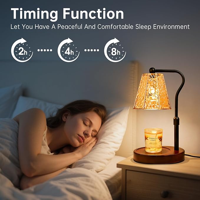 Candle Warmer lamp with Timer Dimmer,Electric Candle Warmer, Vintage Flower Lotus lamp,Compatible with Various Candles, Gifts for Mom Women,Candle Lamp for Bedroom Home Decor (Amber-Retro)