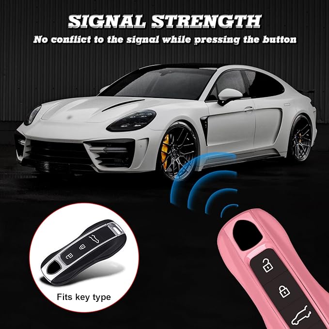 x xotic tech Pink Remote Key Covers Case, Compatible with Porsche Cayenne Cayman Panamera 971 Macan Taycan 911 991 918 Carrera 992, 3PCS Smart Key Fob Painted Keyless Entry Protectors