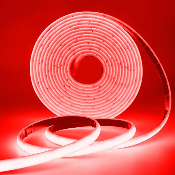 24V COB Neon Strip, 320LEDs/m Ultra-Bright Flexible COB Neon LED Strip, Outdoor Waterproof IP68 Self-Adhesive Tape, Red/White 2-Wire LED Fairy Lights for Patio, Christmas（Red,15M）