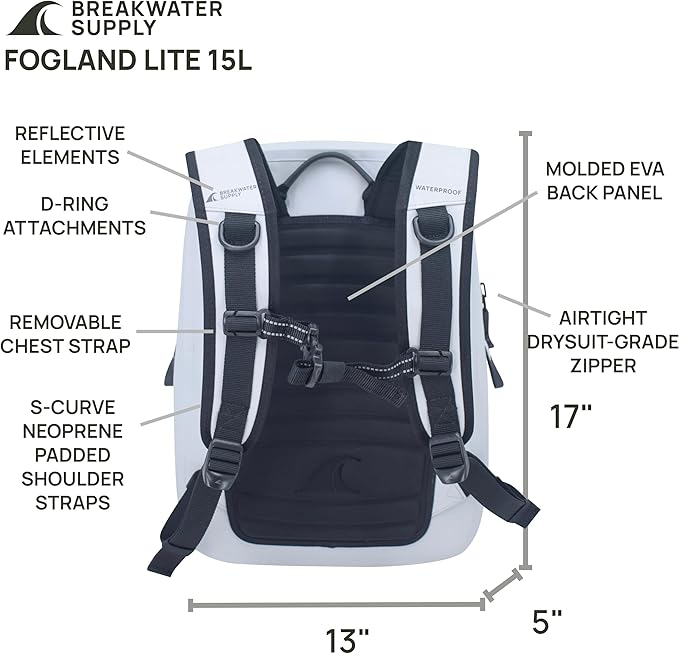 Breakwater Supply™ Waterproof IP68 Submersible Backpack with Airtight Zippers | Laptop Travel Outdoors | Fogland 25L 20L 15L | 100% Waterproof, Submersible, Airtight Zippers, Travel Outdoors