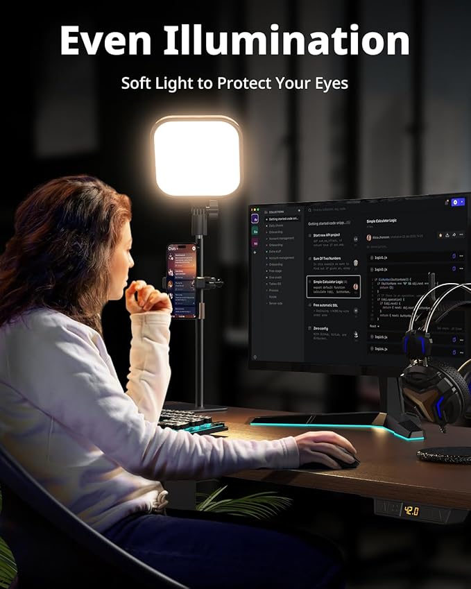 UBeesize Zoom Lighting for Computer, Video Conference Lighting for Video Calls, Desk Light with Stand and Phone Holder for Webcam, Home Office, Podcast, Online Meetings, Live Streaming