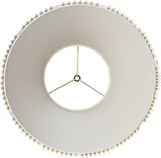 Set of 2 Hardback Empire Knife Pleated Lamp Shades Eggshell White Large 9" Top x 17" Bottom x 12.25" High Spider with Replacement Harp and Finial Fitting - Springcrest
