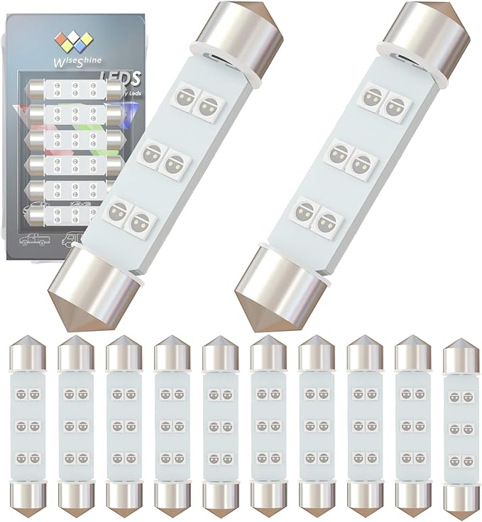 DC 12V 44mm 578 Festoon Dome LED Bulb Blue 211-2 LED Bulbs 561 562 6413 6429 for Lanscape Camper RV Car Interior Dome Trunk Lights (Pack 12)