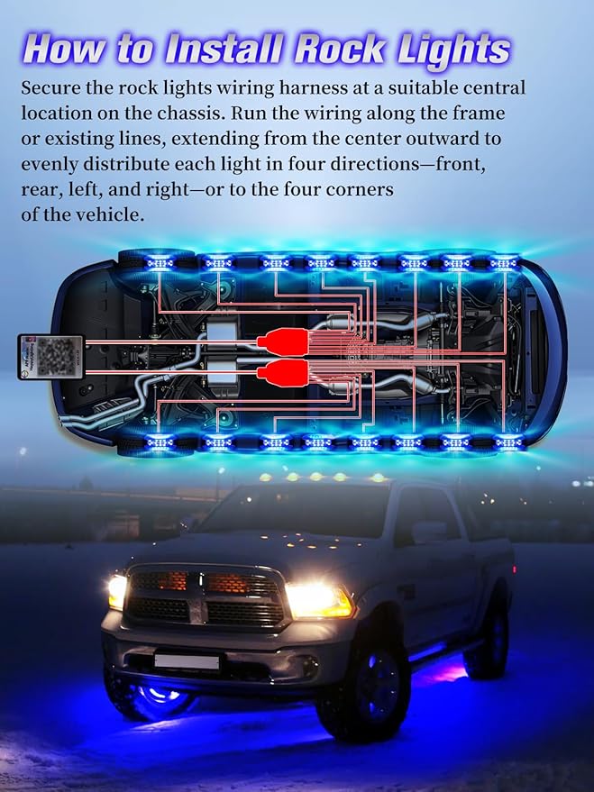 16Pods 5 Sides Full Angle RGB LED Rock Lights Kits High Brightness 27 Beads RGBW 5050 IP68 Waterproof Underglow Multicolor Exterior Wheel Rock Lights for 12V Trucks Jeep Offroad Pickup UTV ATV RZR SUV