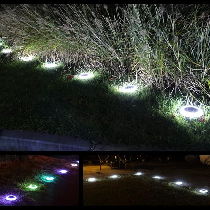 20 Lumens Colorized Solar Ground Lights,Solar Pool Lights with Mutiple Color Functions for Pool Area, Pathway, Patio, Yard, Path, Lawn and Garden