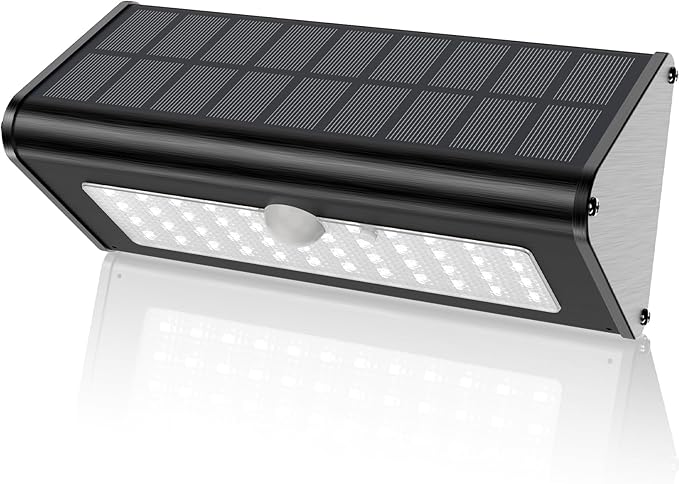 SECUROAD 1100 Lumens Solar Motion Sensor Lights Outdoor, IP65 Waterproof, 4500mAh Battery, Black Aluminum Metal Security Flood Wall Lights, 1 Pack, Daylight