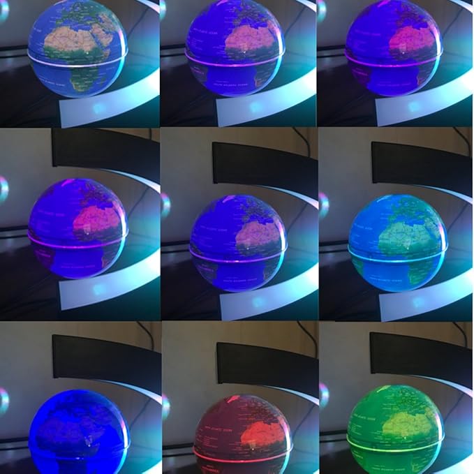 Office Desk Lamp Multi-Color Changing Floating Levitating Light Decoration Magnetic Levitation Floating World Map Electric Night light for Home/Office Desk Magnet Desktop