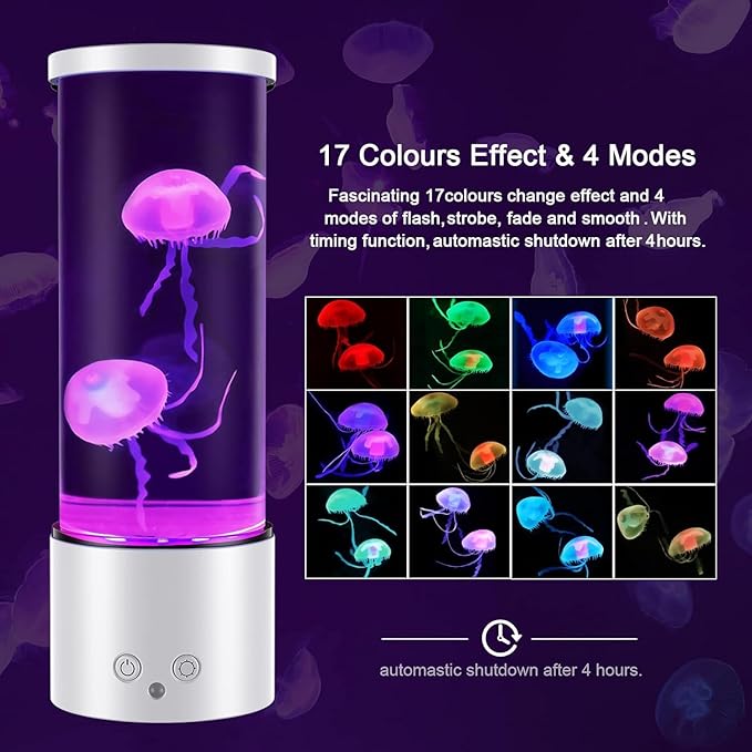 Jellyfish Lamp, 17 Color Changing Jelly Fish Light Mood Lamps for Home Office Room Desktop Decoration, Blue Pink Jellyfish Aquarium Tank Night Light Christmas Gifts for Kids Teens Girls Boys Adults