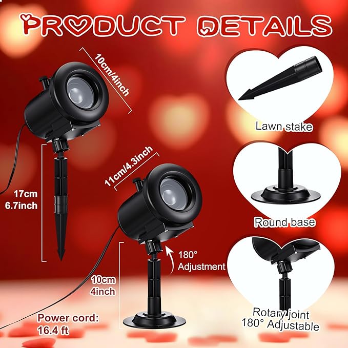 Easter Decorations Projector Light with 12 Film Slides 3 Holidays St. Patrick's Day Easter Valentine, Outdoor Waterproof Landscape Bunny Egg Decorative Lighting Projection Lamp for Party