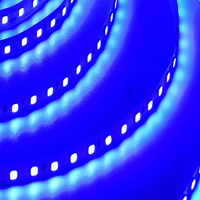 AC110-130V LED Strip Lights，Dimmable 10000LM 16.4ft/5m SMD 2835 600 LEDs Waterproof IP68 LED Lights Strip Ribbon, More Brightness Than Low Voltage LED Strip Lights (Blue)