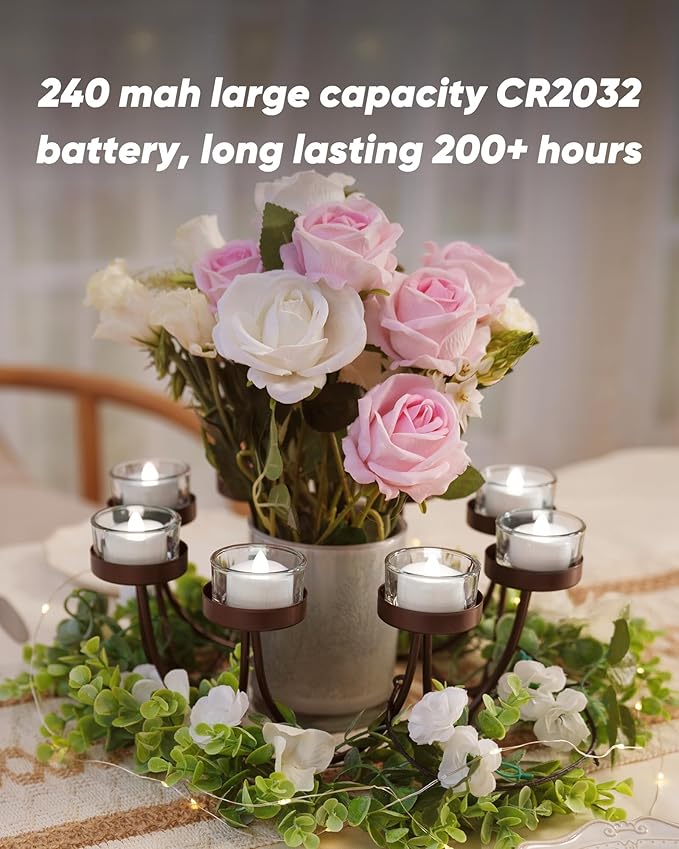 LED Candles, Tea Lights Candle Battery Operated, 50-Pack 200+Hours Flameless Tealight Candle, Realistic Tea Lights for Halloween Christmas Wedding, Pure White Light