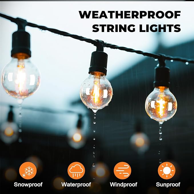 70 Pack G40 LED Replacement Bulbs, Shatterproof 1 Watt E12 LED Bulb for Outdoor Patio Garden Vintage String Lights, 2200K Warm White, Dimmable
