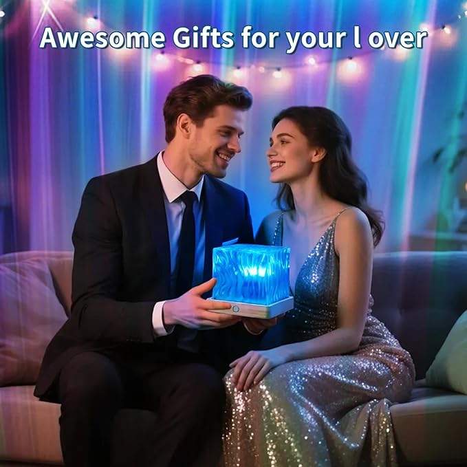 Northern Lights Projector, Luminorth Cube 16-Color Dynamic Water Ripple Mood Light with Ocean Wave Projection for Ceiling, Dimmable Ambient Night Light, Romantic Bedroom Decor and Gift for Teens
