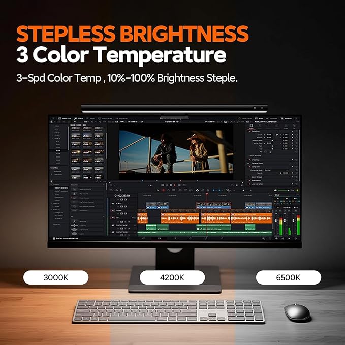 LYMAX Computer Monitor Light Bar, USB Computer Lamp Dimmable Screen Light Bar, Adjustable Brightness/Color Temperature with Touch Contror, No Screen Glare, Space Saving for Home Office Desk Light