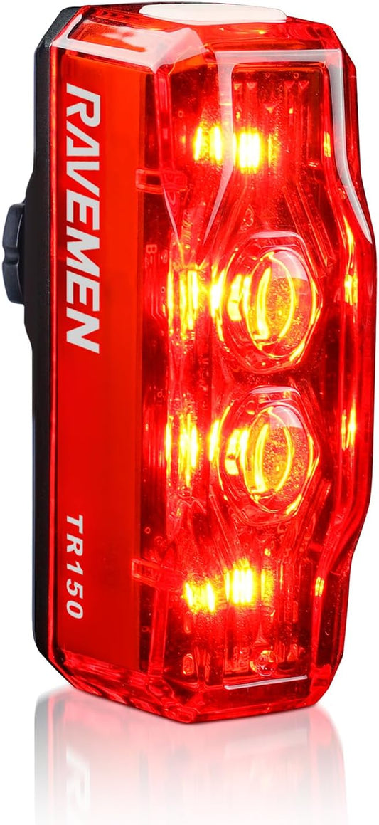 RAVEMEN TR150 Bike Tail Light, 280° Visible Bike Rear Light with Brake Detection and Auto On Off Feature