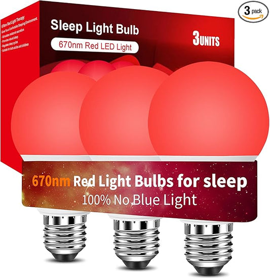 Aogled Red Light Bulbs for Sleep 9W E26,Red Night Light, 670nm LED Light Bulb for Melatonin, A19 60W Equivalent Dim Light Bulbs for Bedroom,Baby Nursery,Natural Sleep