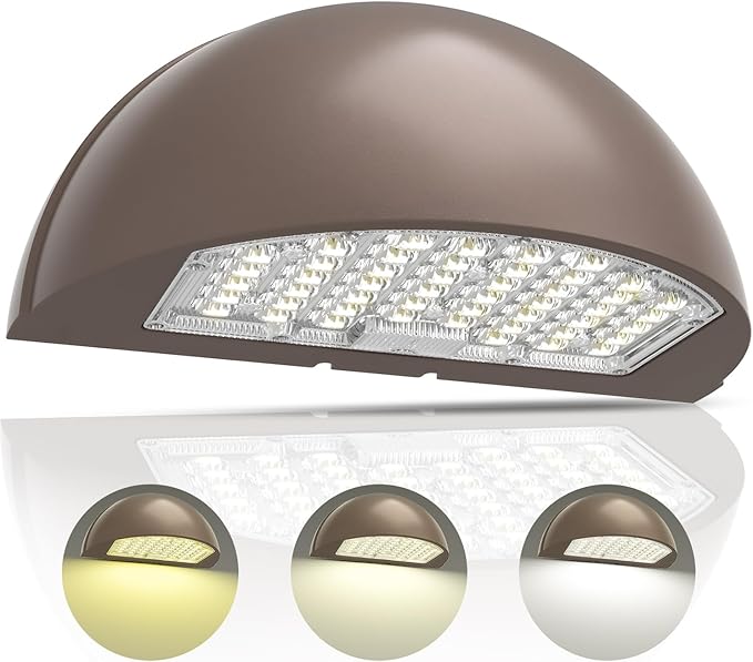 Half Moon Full Cut-Off LED Wall Pack Light with Photocell, 80W/64W/48W Power Selectable, 3CCT (3000K/4000K/5000K) Optional, IP65 Waterproof Outdoor Wall Security Light, AC120-347V, DLC UL Listed