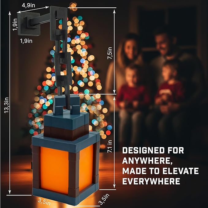Pixelated Lantern Night Light Lamp - 16 Color RGB Table or Hanging Pixel Mood Light with Chain - Wall Mountable Touch Switch & Remote Control Rechargeable Torch Room Decor LED Light