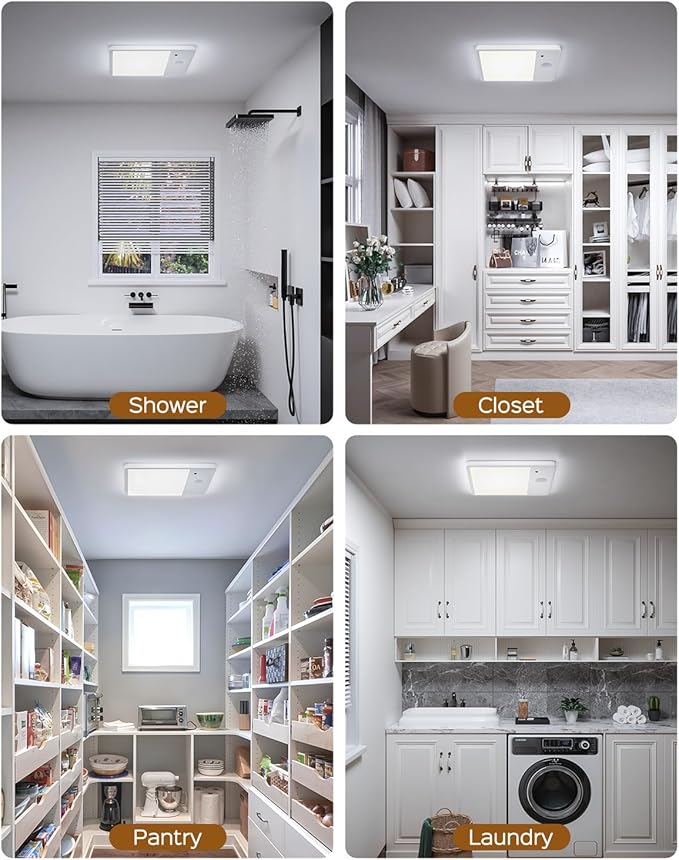 JACKYLED New Upgraded Rechargeable Motion Sensor Ceiling Light with Remote,8000mAh Magnetic Wireless Ceiling Lights Battery Operated,Closet Light,LED Shower Lights for Stairs Pantry Hallway Porch