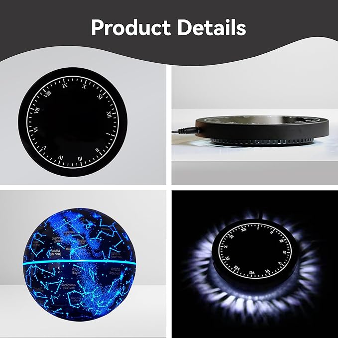Magnetic Levitation Planet Constellation,Levitating Decor with LED Multi-Color Lights,360°Rotating with Touch Control for Home Office Desk Decor,Cool Tech Gift for Men