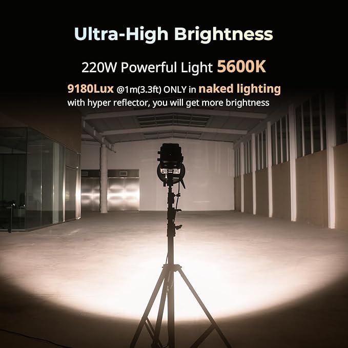 SMALLRIG RC 220B Pro 220W COB Video Light, Bi-Colour Video Light 2700K-6500K, CRI 95+ Bowens Mount Light, Support 3 Power Supply Methods, App Control for Photography and Photo Studio