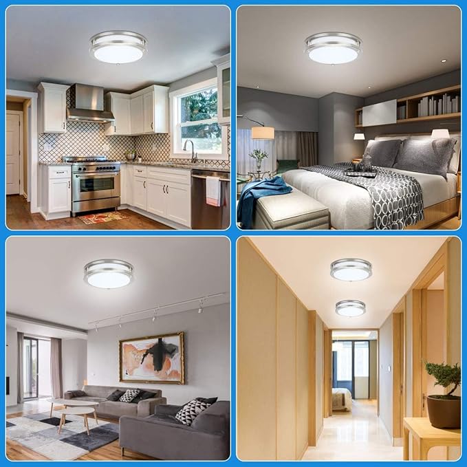 Drosbey 36W Dimmable LED Flush Mount Ceiling Light Fixture, Kitchen Light Fixtures, 12 inch Ceiling Lights for Bedroom, Bathroom, 3000K/4000K/5000K Adjustbale, Super Bright 4000LM