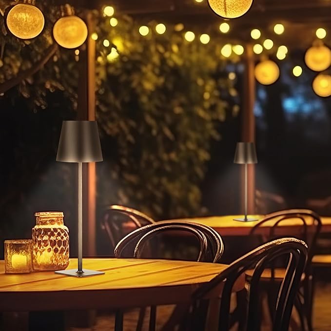 Retisee 12 Pack Rechargeable Cordless LED Table Lamps Black 3000mAh Battery Operated Table Light 3-color Stepless Dimming Portable Desk Lamps for Restaurant Coffee Bars Camping Bedrooms Indoor Outdoor