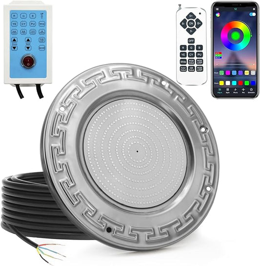 Pool Lights for Inground Pool, 60W 10 Inch LED Inground Pool Light with Controller, Remote and APP Control for Wet Niche, Color Changing Underwater Swimming Pool Lights with 150 Foot Cord