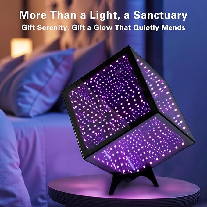 RGB Infinity Hyper Cube Light with APP Control - Smart Infinity Mirror Night Light, 16M Colors Music Sync, Gaming Room Decor, Mood Lighting for Bedroom Desk and Party (5 Inches)