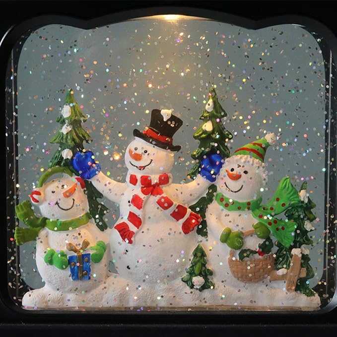 Eldnacele Musical Snow Globe Lantern with Timer, Lighted USB/Battery Operated Swirling Singing Water Glittering Lantern, Snow Globes for Adults and Kids Christmas Decoration- Snowman