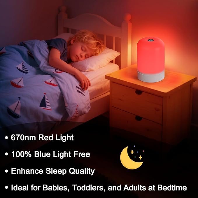 Azhien Red Light Therapy for Sleep, Red Night Light, Touch Dimmable-670NM Light Lamp for Adults & Kids, Night Lights with 670nm for Stress Relief Relaxation Travel Meditation and Yoga
