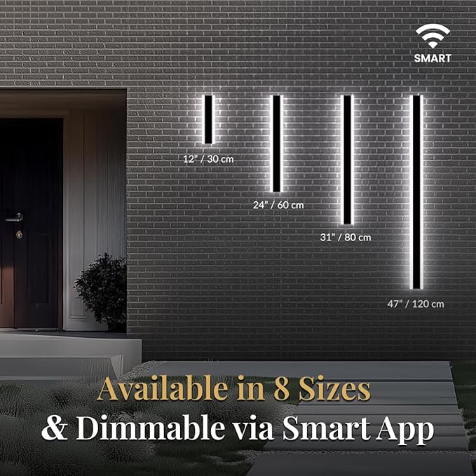 𝗠𝗢𝗗 𝗟𝗜𝗚𝗛𝗧𝗜𝗡𝗚 Haylen Smart | Waterproof Outdoor Smart Wall Light, Dimmable with Remote 3000K-6000K, Long Outdoor Porch Lights, Wired Lighting Fixture Patio Exterior Sconce, 1-Pack (31")