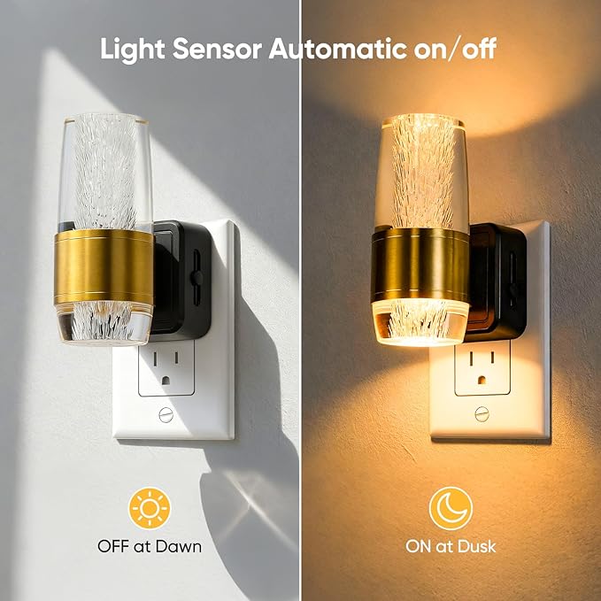 ropelux LED Night Light Plug into Wall, 2 Pack Acrylic Nightlight with 0-100 LM Adjustable Brightness, 3000K Plug in Night Light with Dusk to Dawn Sensor, for Bathroom Bedroom Hallway (2)