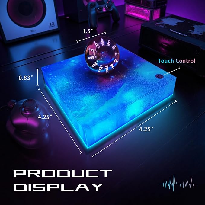 Magnetic Levitating UFO Lamp, Floating 360°Rotating RGB Galaxy Light Display, Cool Tech Gadgets Desk Decor for Office Home Esports Room, Amazing Gift for Men Girls