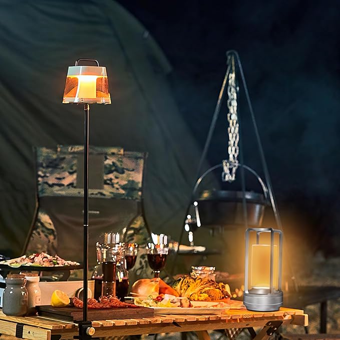 Cordless Rechargeable Table Lamps, Portable Lumisom Crystal Small Lantern Lamp with Touch Control & 3 Color Dimmable, 4000mAh Battery-Powered Klarako Crystal Desk Lanter for Outdoor Indoor (Silver)