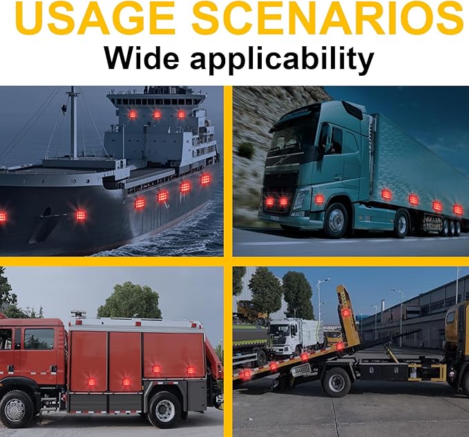 2PCS Magnetic Red Strobe Lights Rechargeable Flashing Emergency Beacon Safety Warning Lights Battery Powered Wireless Portable Magnetic Strobe Hazard Lights for Trucks Trailer Vehicles Car RV