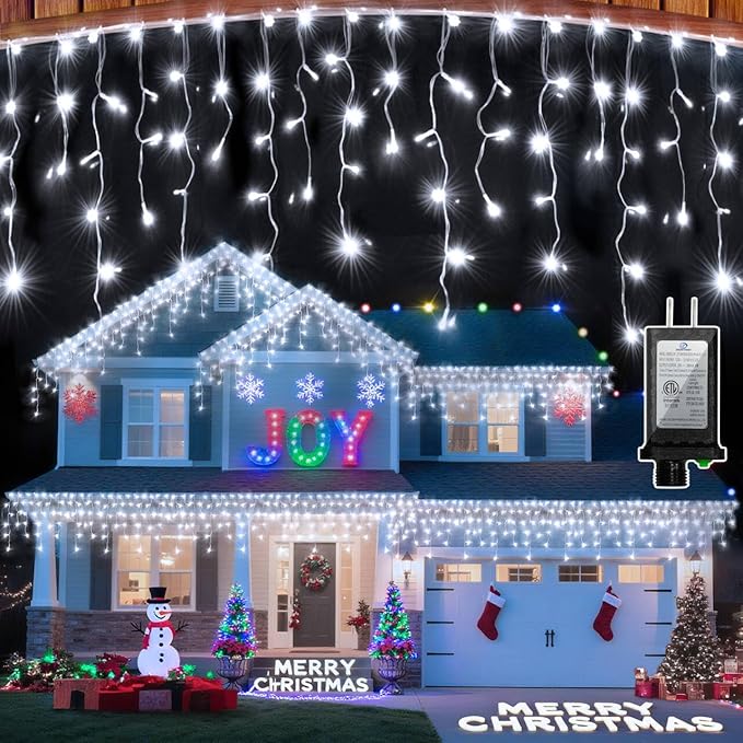 792 LED Christmas Lights with 176 Drops,82ft 8 Modes Fairy Hanging String Lights with Timer Waterproof, Plug-in Christmas String Lights for Holiday Wedding Party Christmas Decorations (Cool White)